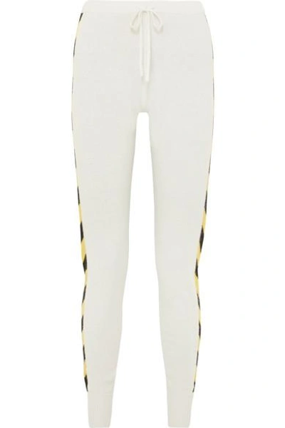 Shop Madeleine Thompson Nix Striped Cashmere Track Pants In Cream