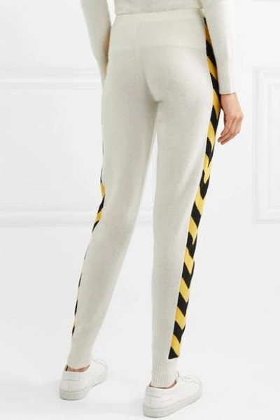 Shop Madeleine Thompson Nix Striped Cashmere Track Pants In Cream