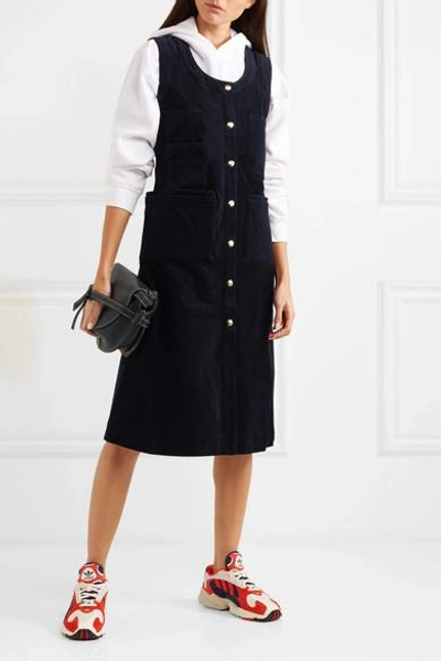 Shop Acne Studios Corduroy Dress In Navy