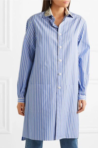 Shop Gucci Oversized Striped Cotton Tunic