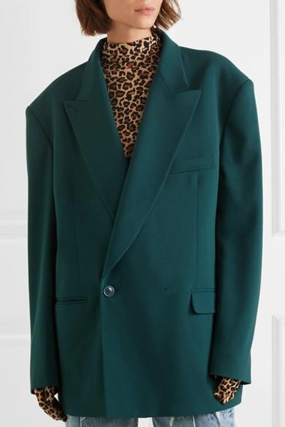 Oversized Double-breasted Jacket In Forest Green