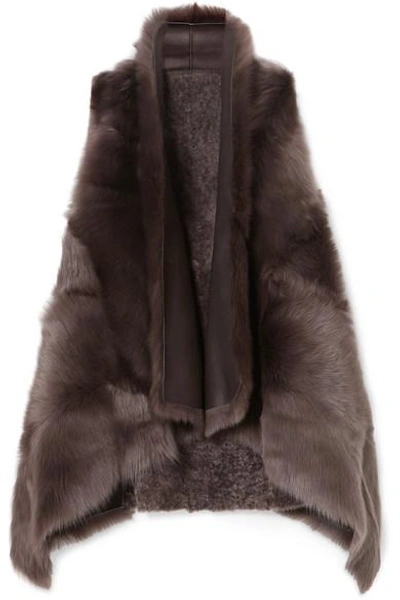 Shop Karl Donoghue Reversible Shearling Gilet In Dark Brown