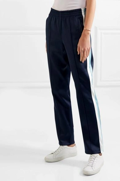 Shop Opening Ceremony Reversible Striped Satin-shell Track Pants In Midnight Blue