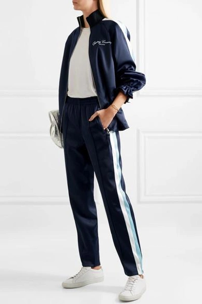 Shop Opening Ceremony Reversible Striped Satin-shell Track Pants In Midnight Blue