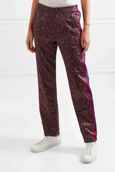 Shop Opening Ceremony Reversible Striped Satin-shell Track Pants In Midnight Blue