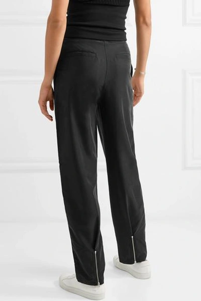 Shop The Range Liquid Ribbed Stretch-jersey And Washed-satin Straight-leg Pants In Black