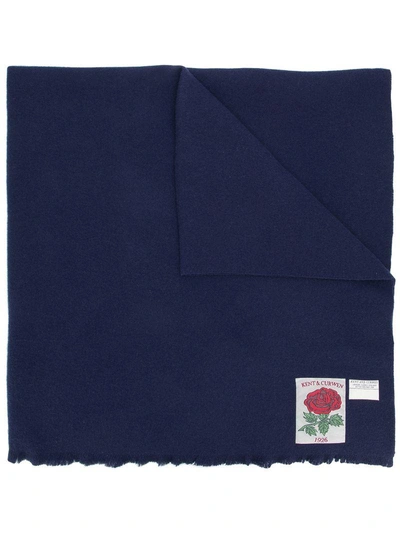 Shop Kent & Curwen Oversized Logo Patch Scarf In Blue