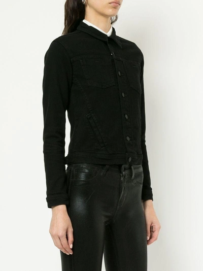 Shop L Agence L'agence Fringed Denim Jacket - Black