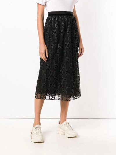 Shop Gucci Macramé Midi Skirt - Black