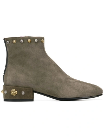 Shop Alberto Gozzi Embellished Ankle Boots - Green