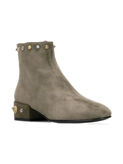 Shop Alberto Gozzi Embellished Ankle Boots - Green