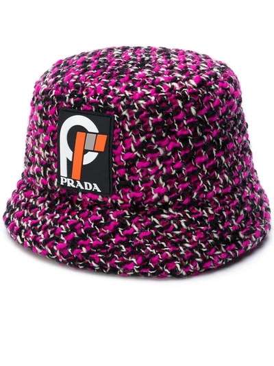 Shop Prada Knit Logo Hat - Pink