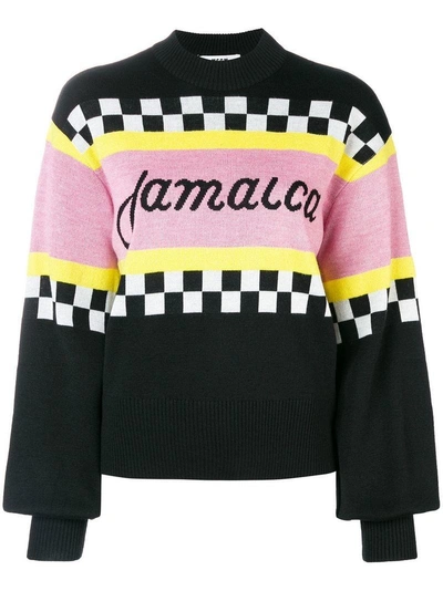 Shop Msgm Jamaica Intarsia Sweater In Black