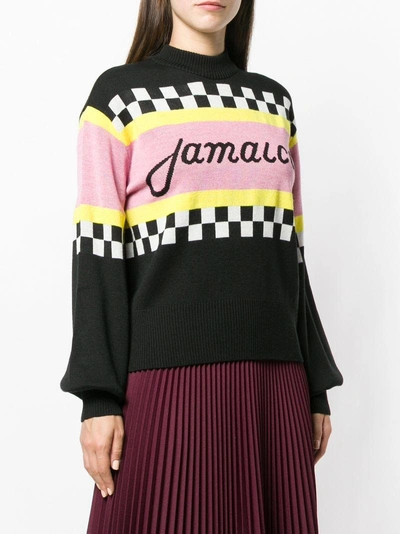 Shop Msgm Jamaica Intarsia Sweater In Black