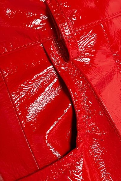 Shop Petar Petrov Cropped Patent-leather Straight-leg Pants In Crimson