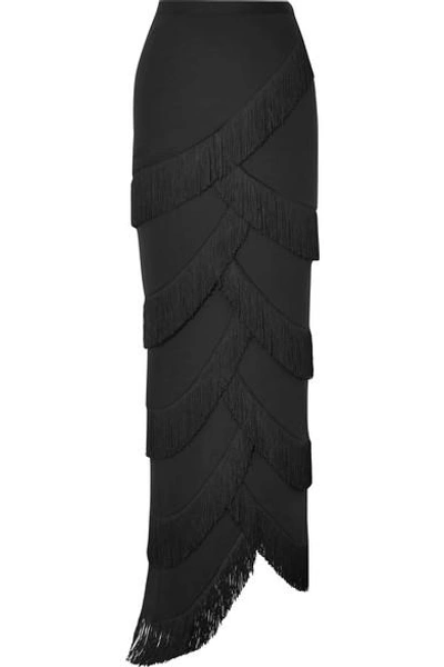 Shop Y/project Fringed Stretch-jersey Skirt In Black