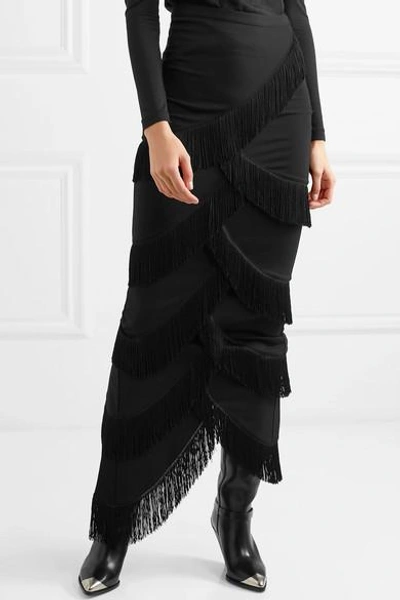 Shop Y/project Fringed Stretch-jersey Skirt In Black