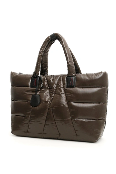 Shop Moncler Quilted Tote Bag In Brown