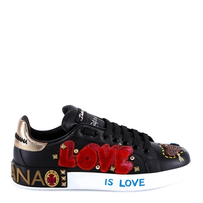 Shop Dolce & Gabbana Appliqué Sneakers In Black