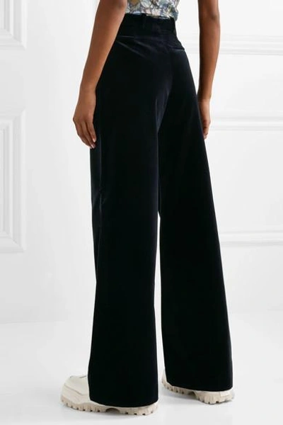 Shop Acne Studios Cotton-velvet Wide-leg Pants In Midnight Blue