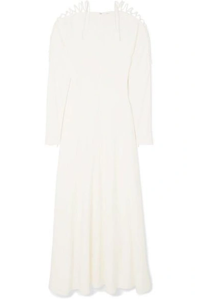 Shop Stella Mccartney Lace-up Cady Maxi Dress In Ivory