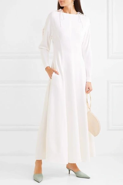 Shop Stella Mccartney Lace-up Cady Maxi Dress In Ivory