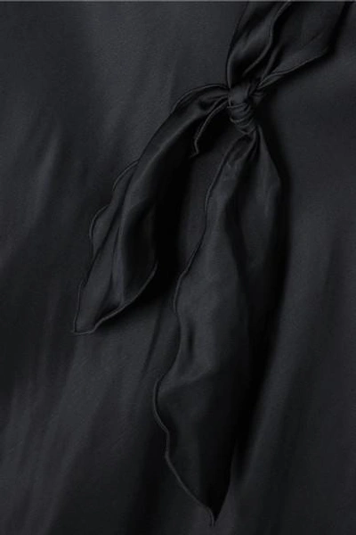 Shop Acne Studios Bow-detailed Satin Midi Dress In Navy