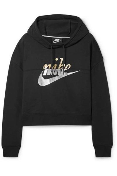 Nike Women's Sportswear Rally Metallic Crop Hoodie, Black | ModeSens