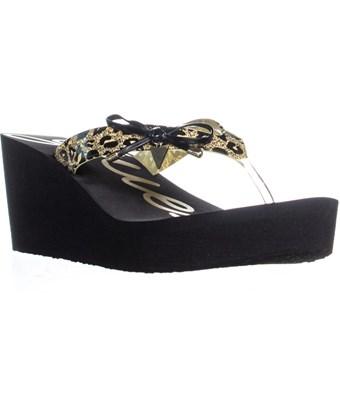 guess black wedge sandals
