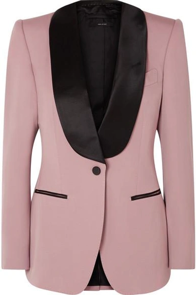 Shop Tom Ford Silk Satin-trimmed Wool-faille Blazer In Pink