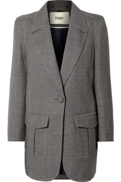 Shop Fendi Oversized Checked Wool-blend Jacket In Gray