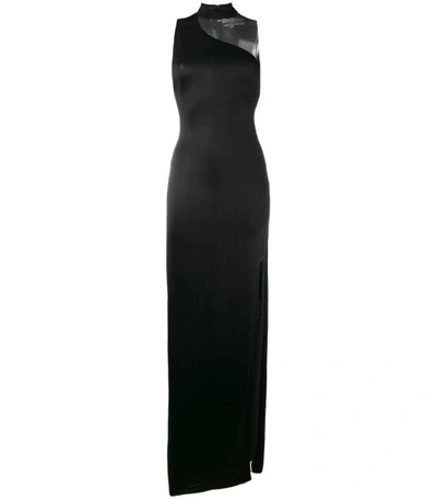 Shop Galvan Black Shadow Sheer Panel Gown
