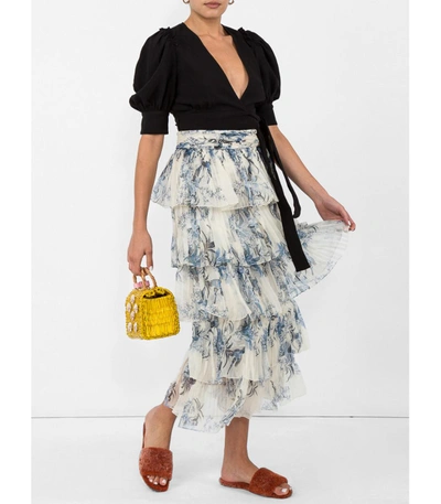 Shop Johanna Ortiz Multicolor Tiered Skirt