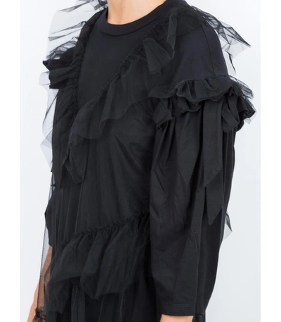 Shop Simone Rocha Black Ruffle Tulle Tshirt Dress