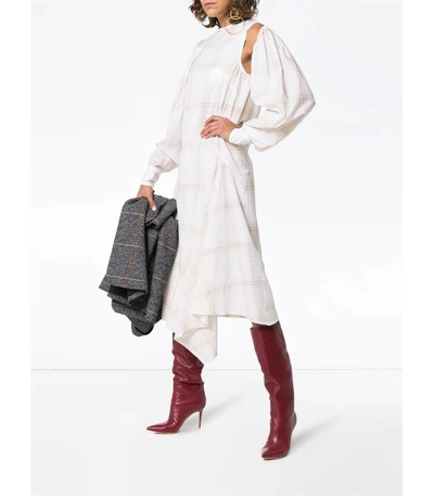Shop Calvin Klein 205w39nyc White Check Print Midi Dress