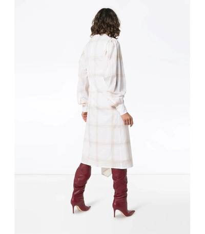 Shop Calvin Klein 205w39nyc White Check Print Midi Dress