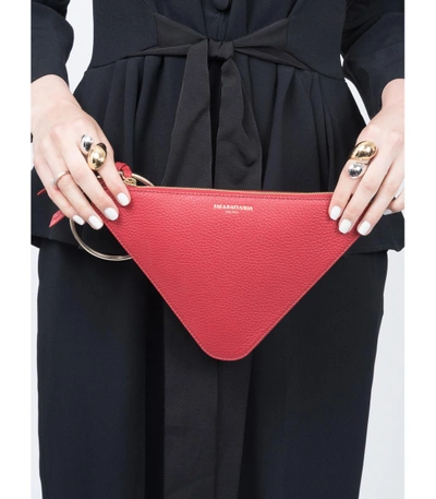 Shop Sara Battaglia Triangle Clutch Bag In Red