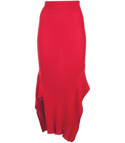 Shop Stella Mccartney Red Ribbed Knit Skirt