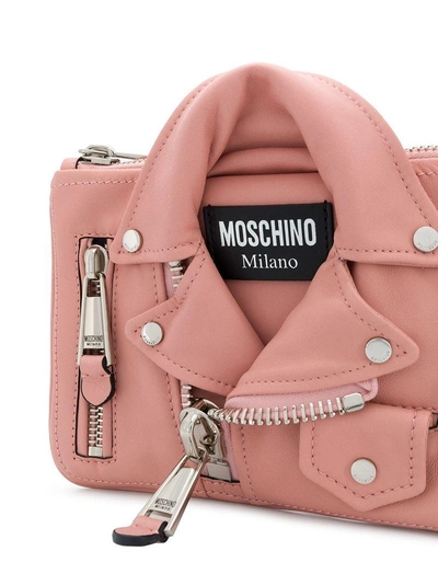 Shop Moschino Biker Jacket Clutch - Pink