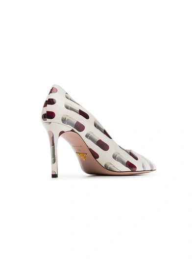 Shop Prada Ivory And Red Print 85 Patent Leather Pumps - White