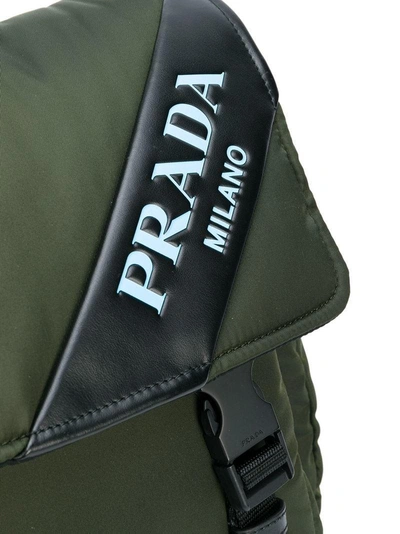 Shop Prada Logo Patch Shoulder Bag - Green