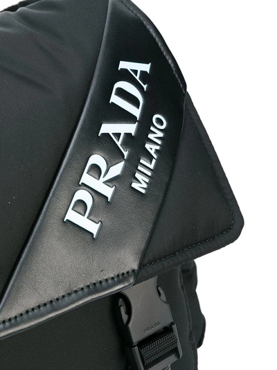 Shop Prada Logo Patch Shoulder Bag - Black