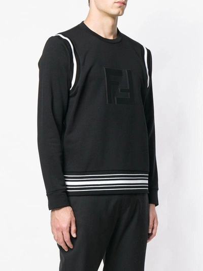 Shop Fendi Cuffed Logo Sweatshirt In Black