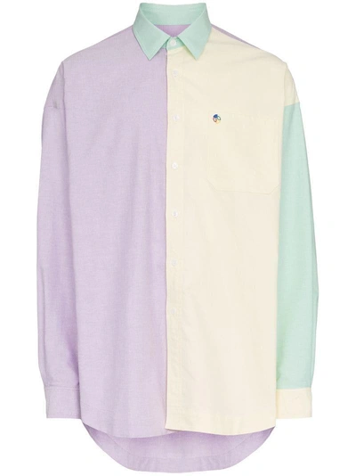 Shop Ader Error Colour Block Cotton Shirt In Purple