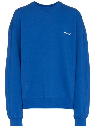 Shop Ader Error Embroidered Logo Cotton Sweatshirt - Blue