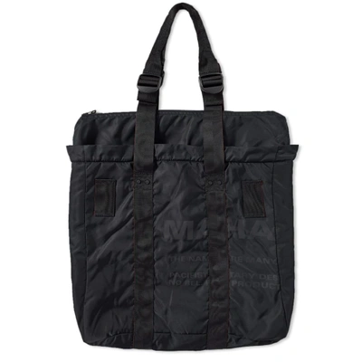Shop Maharishi Miltype Tote Bag In Black