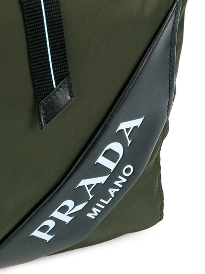 Shop Prada Logo Patch Shopping Bag - Green
