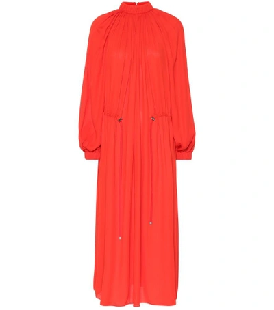 Shop Tibi Mockneck Midi Dress In Red