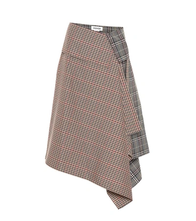 Shop Monse Plaid Wool-blend Asymmetric Skirt In Beige