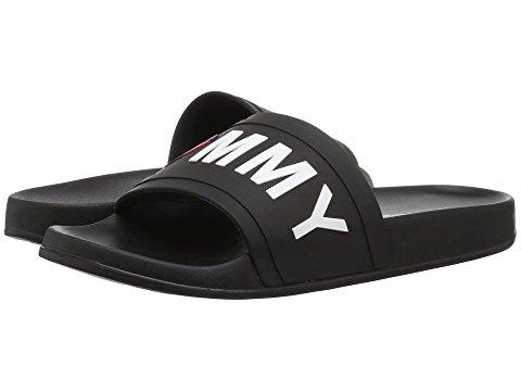 tommy hilfiger slides black and white